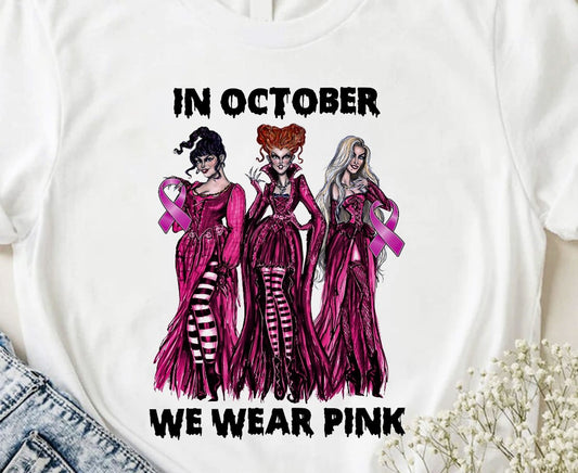 In October We Wear Pink 3 Witches Tee