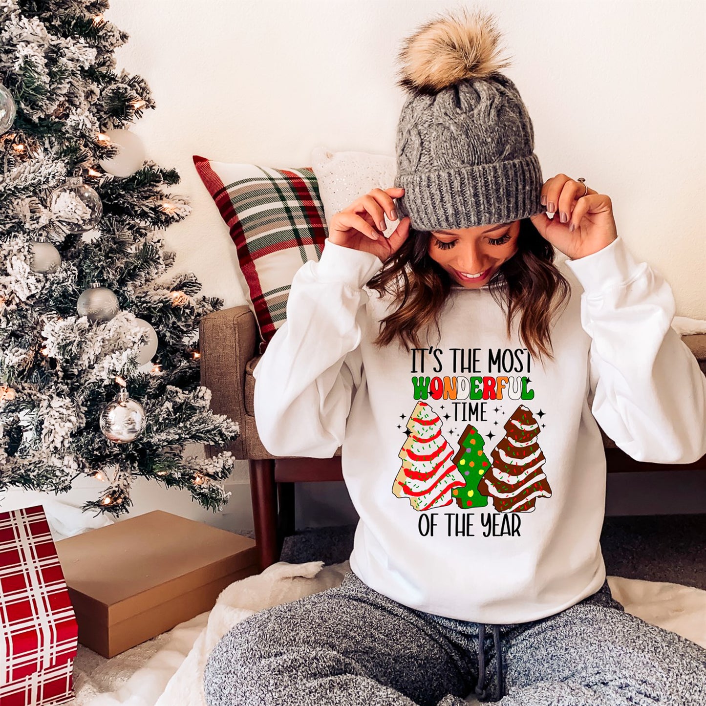 It's The Most Wonderful Time Of The Year Christmas Tree Cakes Crew Sweatshirt