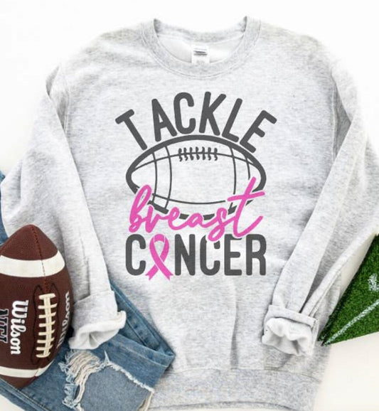 Tackle Breast Cancer Football Crew Sweatshirt