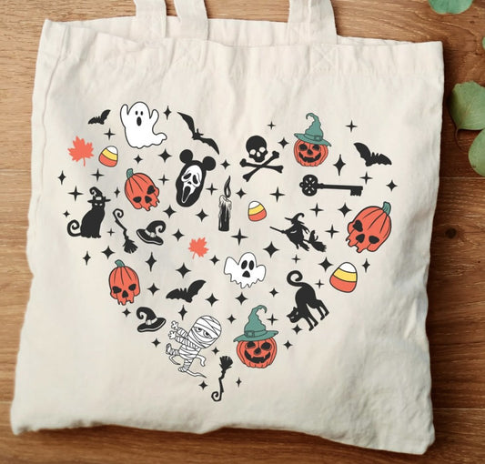 Halloween Things Heart Tote Bag