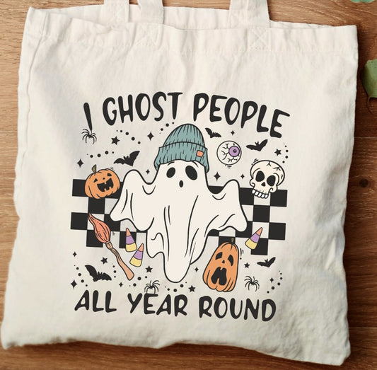 I Ghost People All Year Round Checker Background Tote Bag