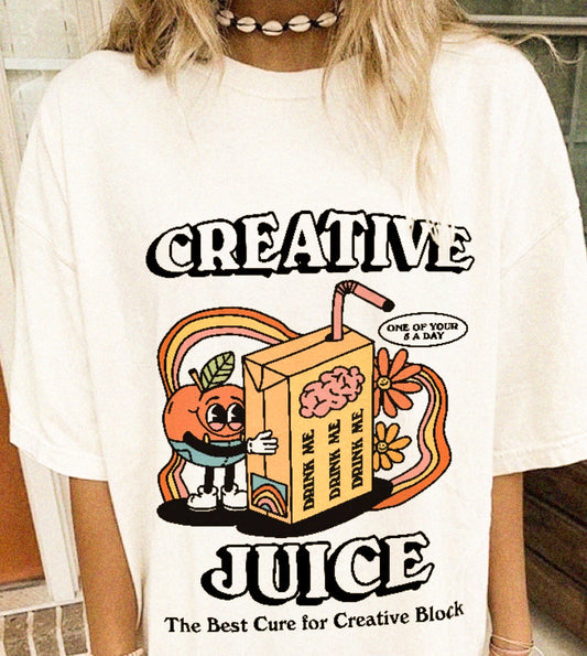 Creative Juice Apple Cartoon With Juice Box Tee