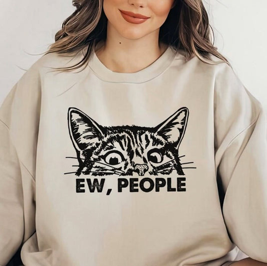 Ew, People Cat Face Crew Sweatshirt