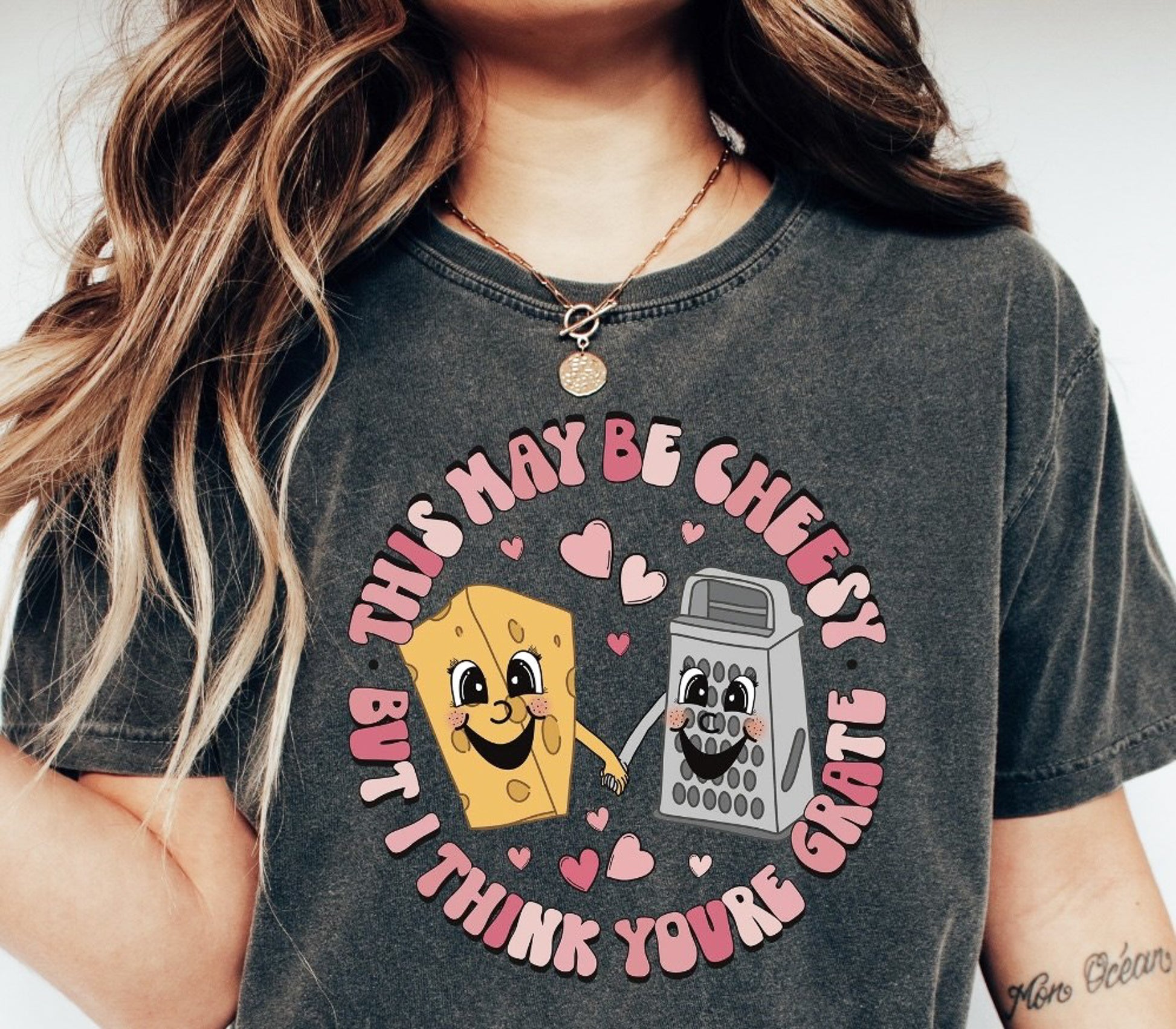 Cheesy 3 This May Be Cheesy But I Think You're Grate Tee – Elle & Emmy