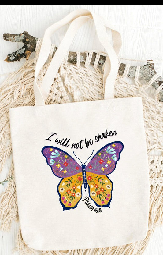I Will Not Be Shaken Psalm 16:8 Tote Bag