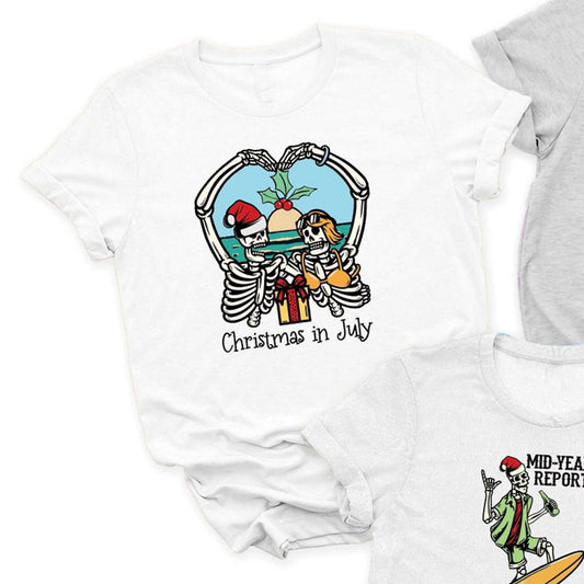Christmas In July Skeleton Arms In Heart Shape Tee