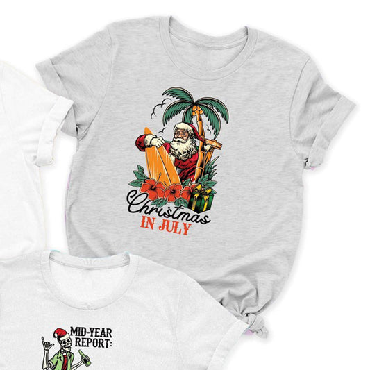 Christmas In July Santa & Palm Tree Tee
