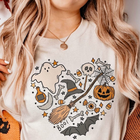 Halloween Things Heart Collage T-Shirt or Crew Sweatshirt