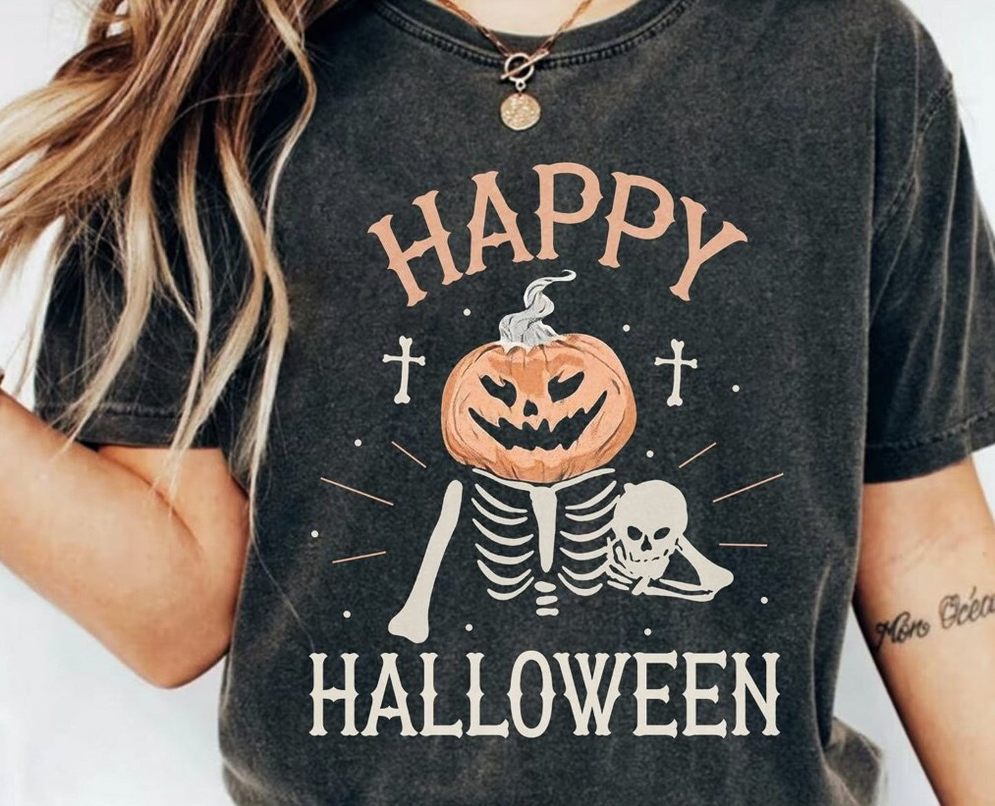 Happy Halloween Jack-O-Lantern Skeleton Tee