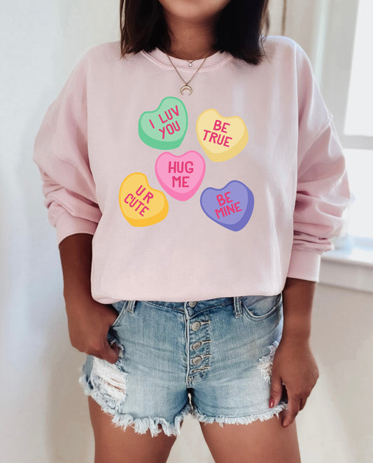 5 Conversation Hearts Crew Sweatshirt