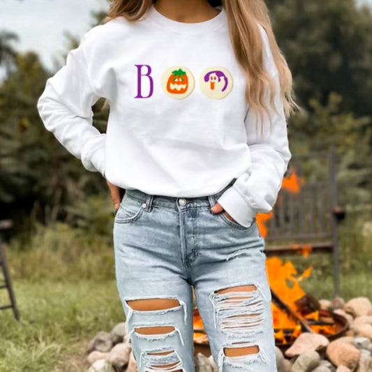 Boo With 2 Pillsbury Halloween Cookies Crew Sweatshirt