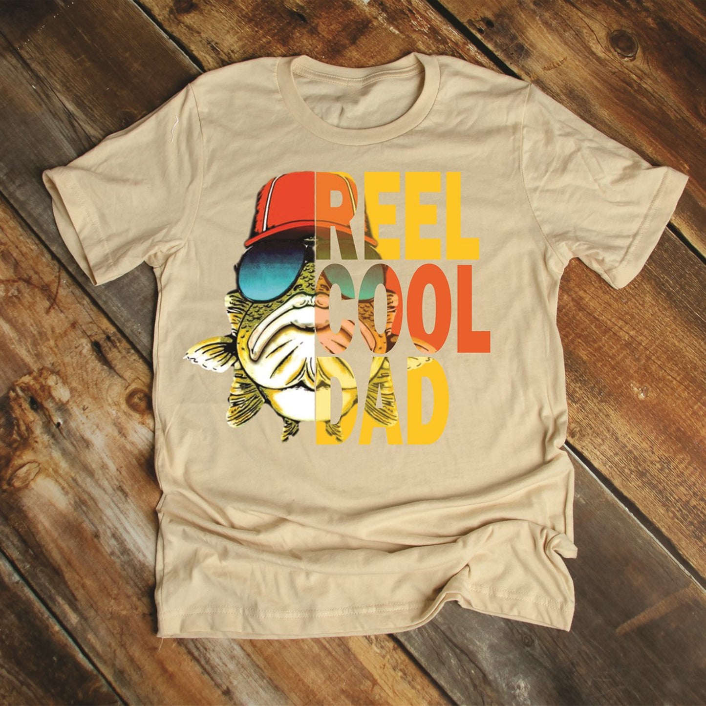 Reel Cool Dad Fish With Sunglasses T-Shirt or Crew Sweatshirt
