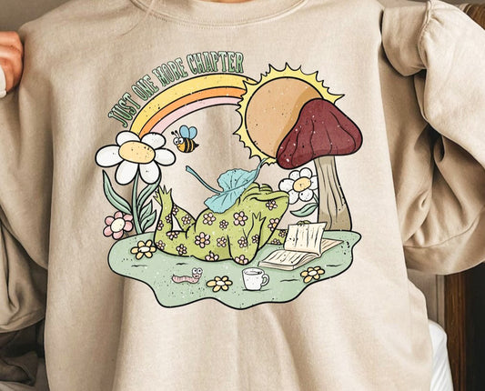 Just One More Chapter Frog Reading Crew Sweatshirt