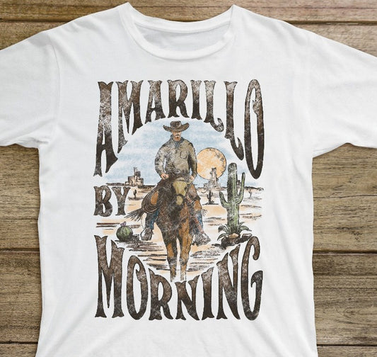 Amarillo By Morning Cowboy Riding In The Desert Tee