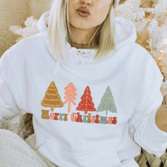 Merry Christmas With 4 Trees Hoodie