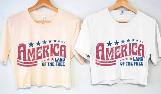 America Land Of The Free Cropped Tee