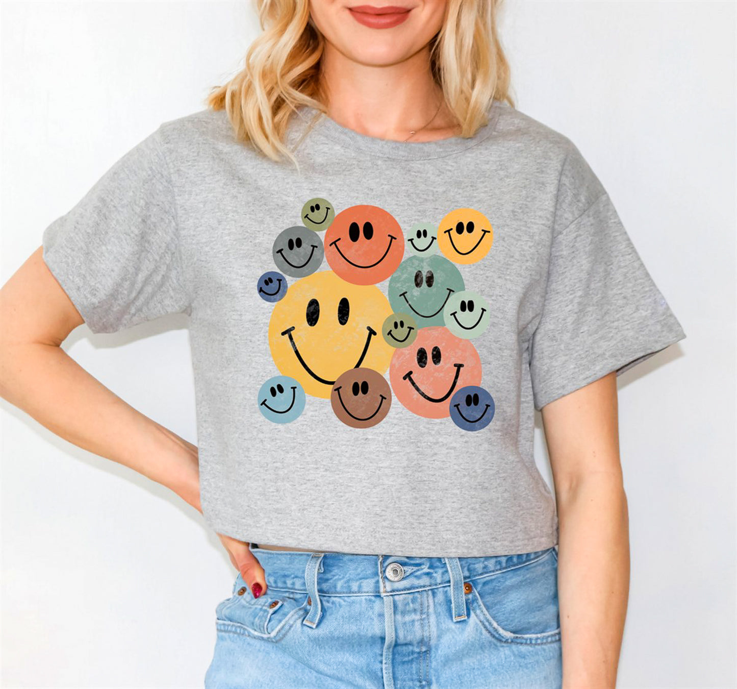 Retro Smileys Cropped Tee