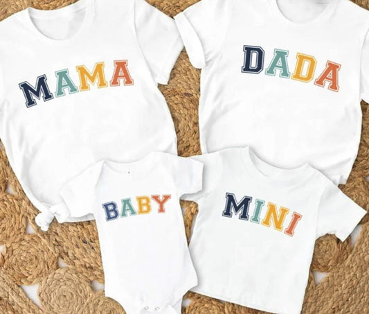 Custom Name Collegiate Style Family Tees