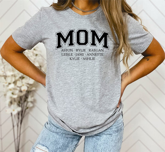 Custom Mom Collegiate Style Tees, Sweatshirts and Hoodies
