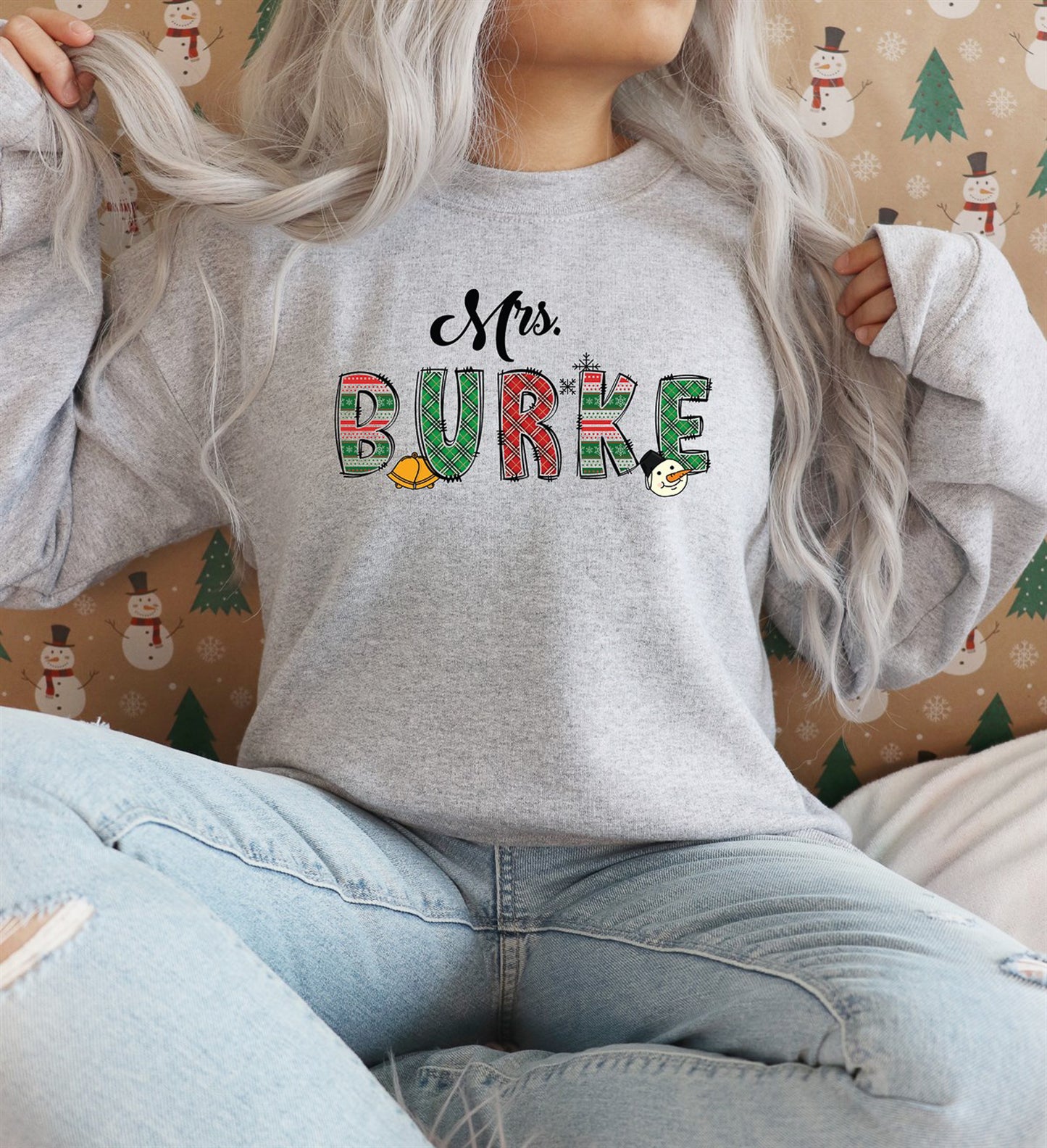 Custom Name Holiday Crew Sweatshirt