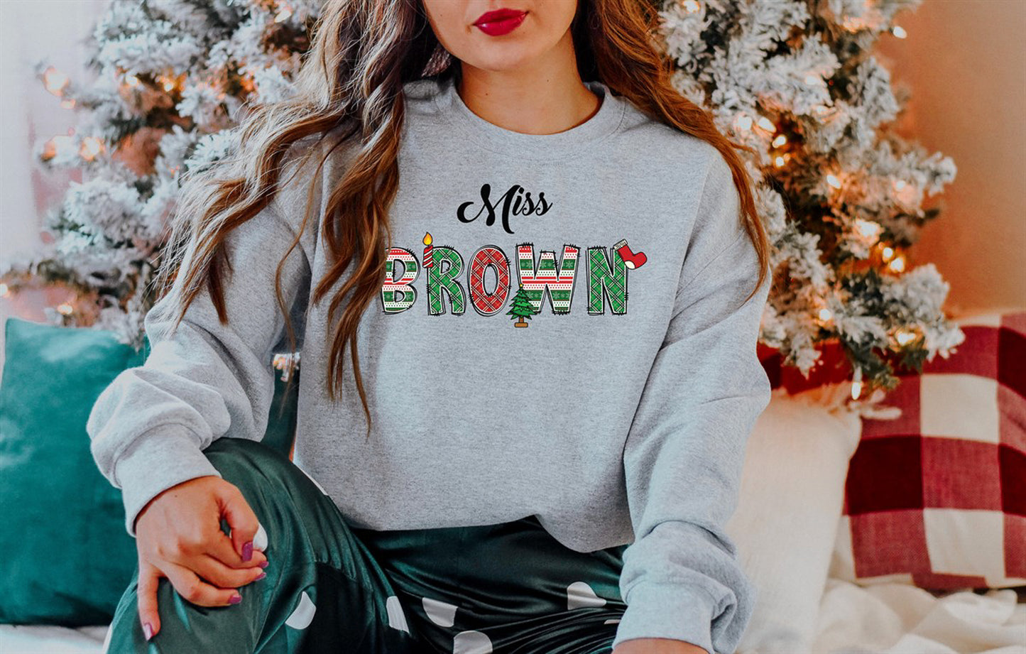 Custom Name Holiday Crew Sweatshirt