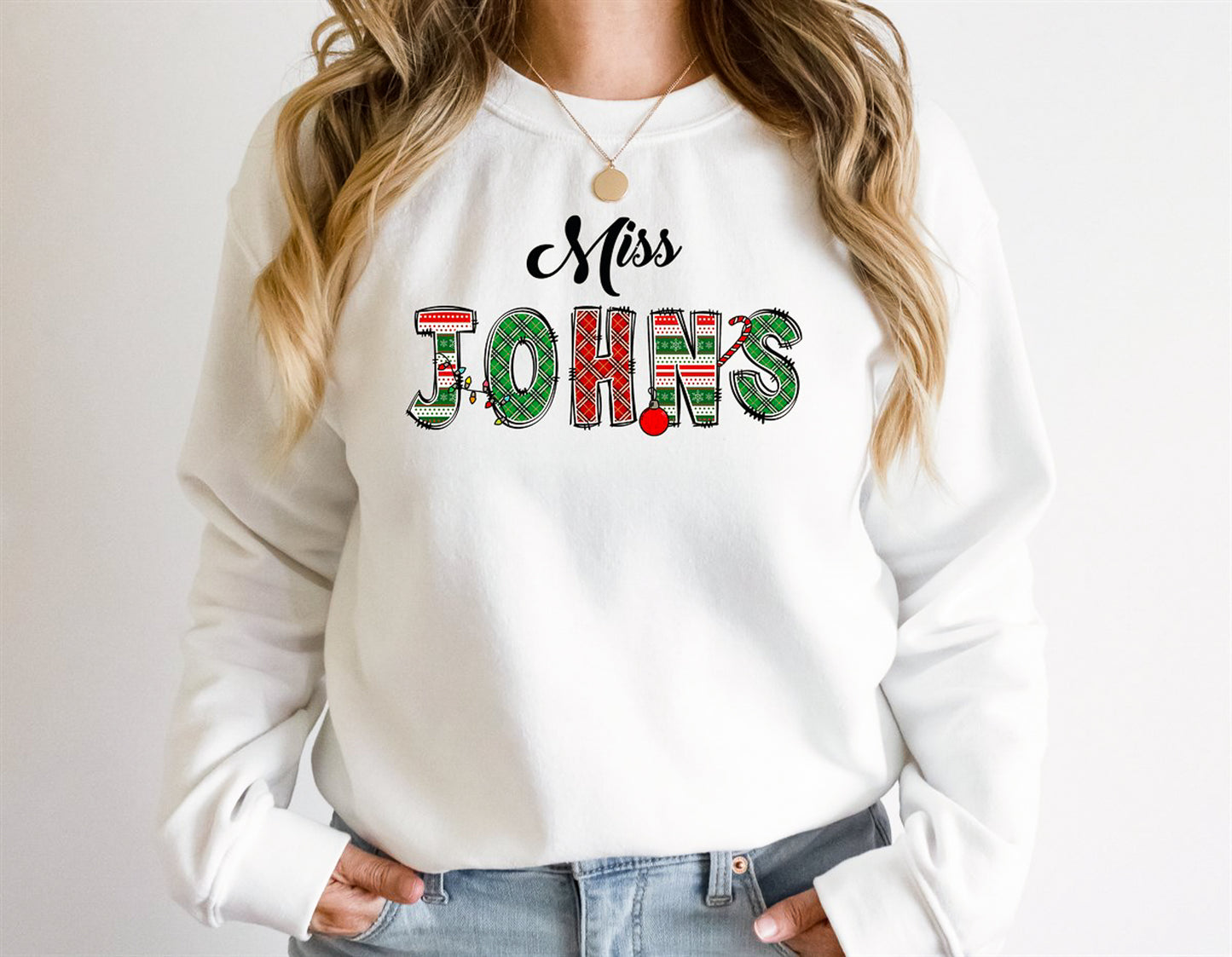 Custom Name Holiday Crew Sweatshirt