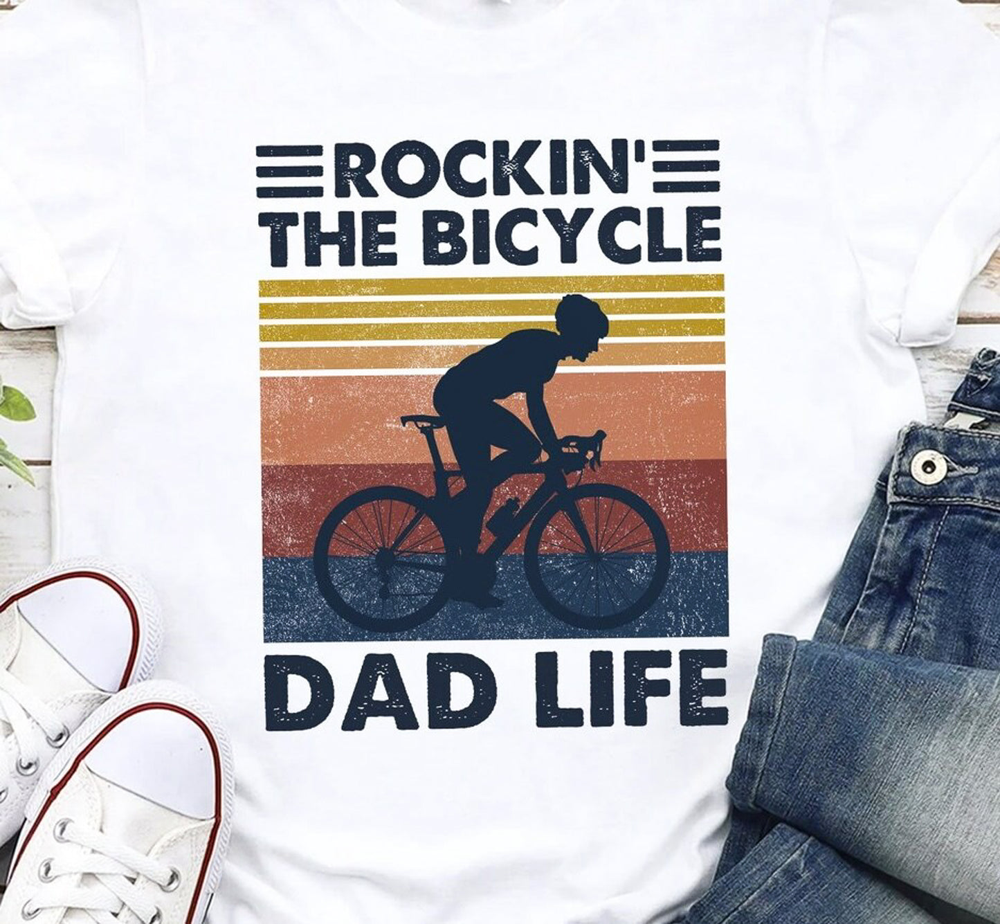Rockin' The Bicycle Dad Life T-Shirt or Crew Sweatshirt
