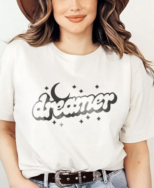 Distressed Dreamer With Moon & Stars Tee