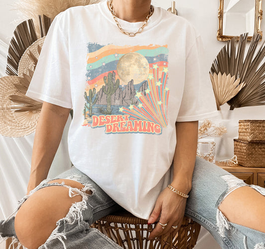 Desert Dreaming Scene With Shooting Stars T-Shirt or Crew Sweatshirt