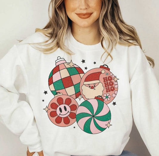 4 Holiday Ornaments Crew Sweatshirt