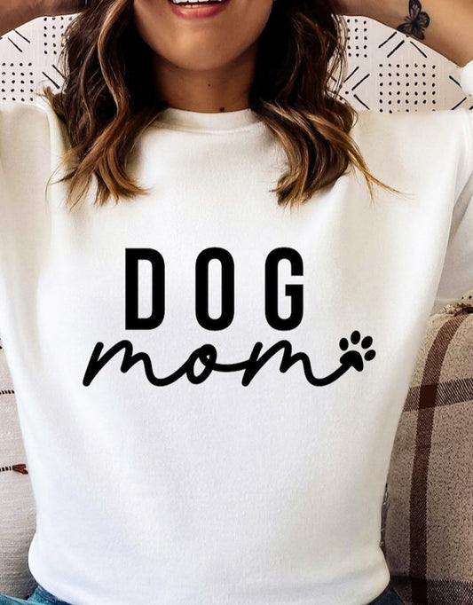 Dog Mom Paw Print T-Shirt or Crew Sweatshirt