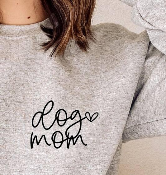 Dog Mom Heart (Pocket Logo) T-Shirt or Crew Sweatshirt