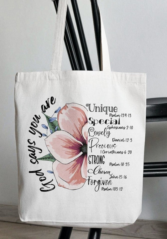 God Says You Are Floral Tote Bag