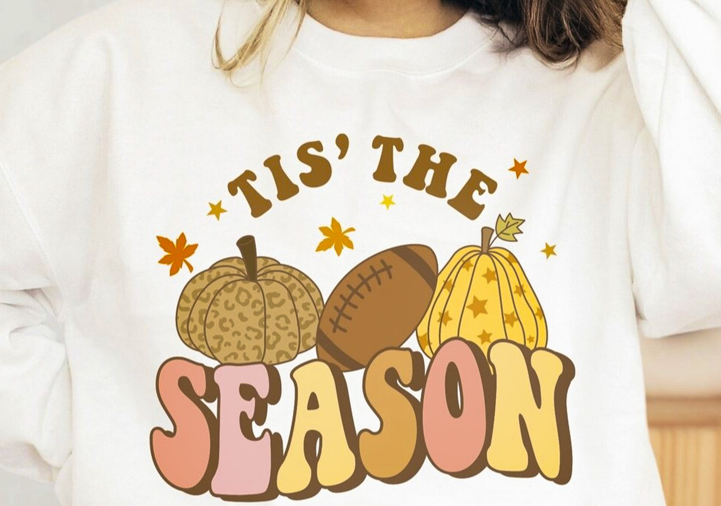 Tis The Season Pumpkins & Football Crew Sweatshirt