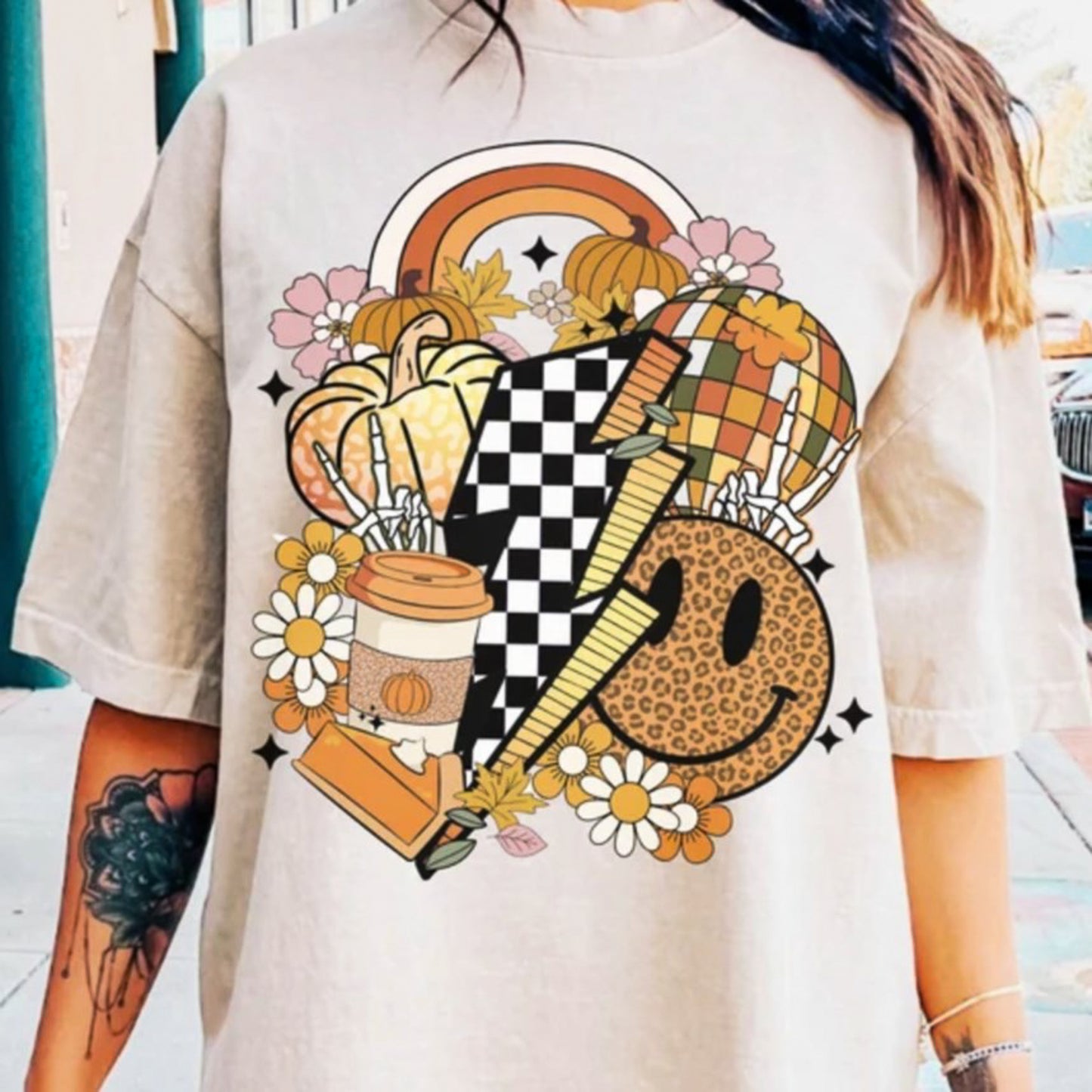 Fall Things & Checkered Lightning Bolt Tee