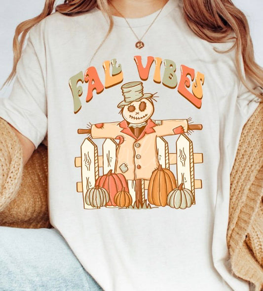 Fall Vibes Scarecrow & Pumpkins Tee