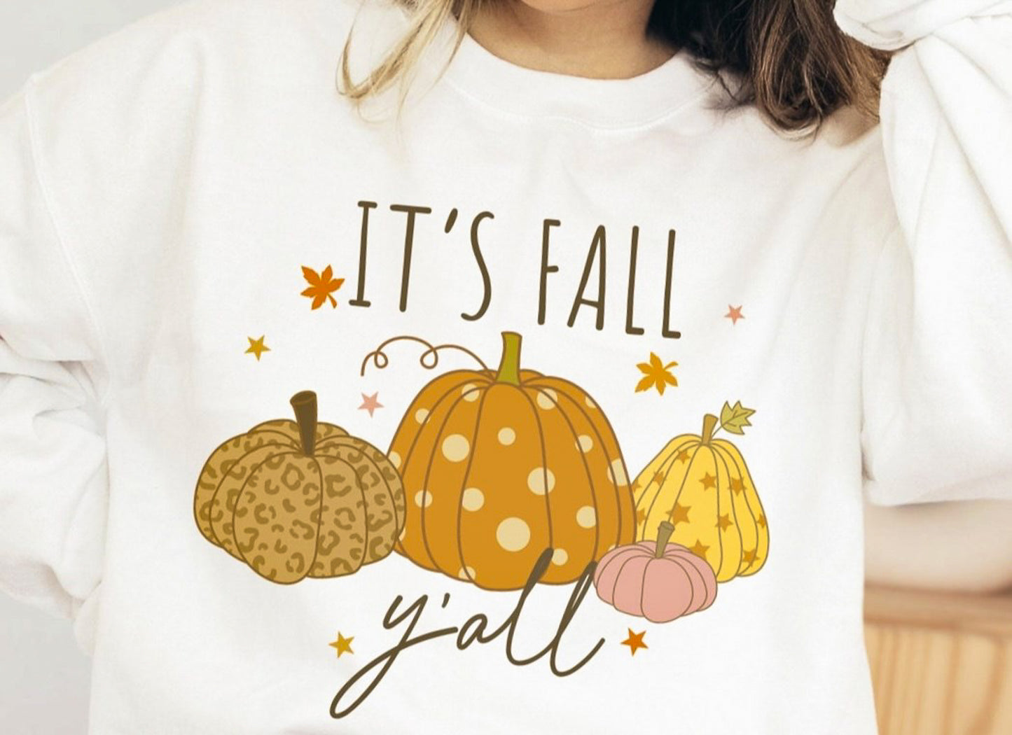 It's Fall Ya'll With Pumpkins Crew Sweatshirt