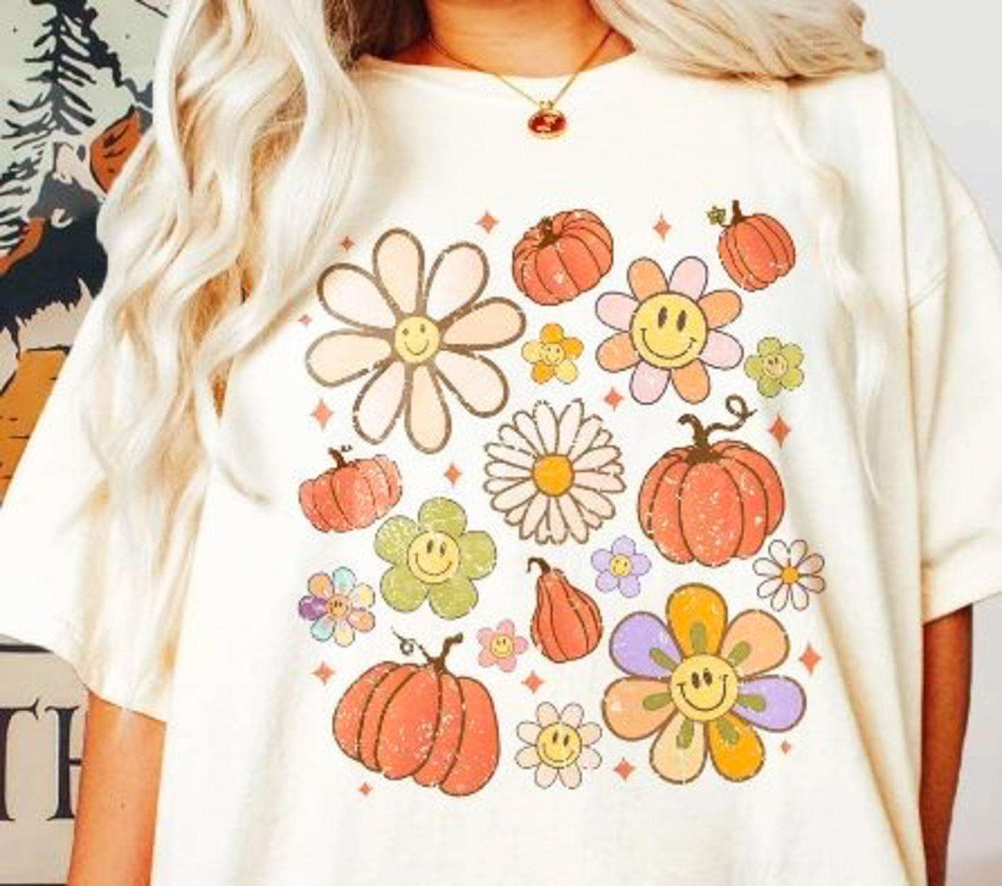 *Flowers & Pumpkins T-Shirt or Crew Sweatshirt