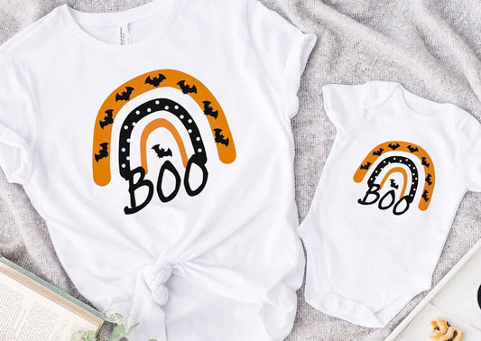 Boo Halloween Rainbow Tee