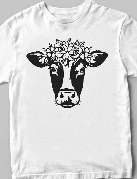 Cow With Flower Crown Tee