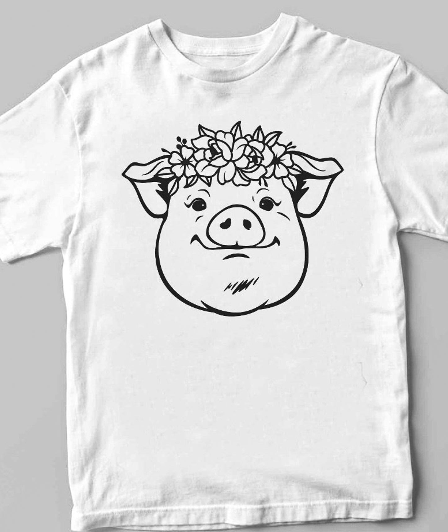 Pig With Flower Crown Tee