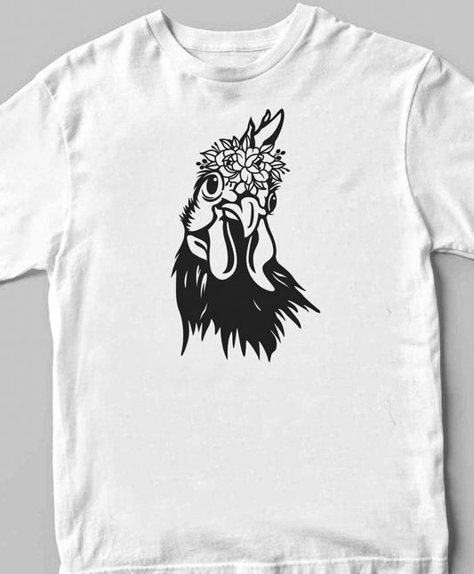 Rooster With Flower Crown Tee
