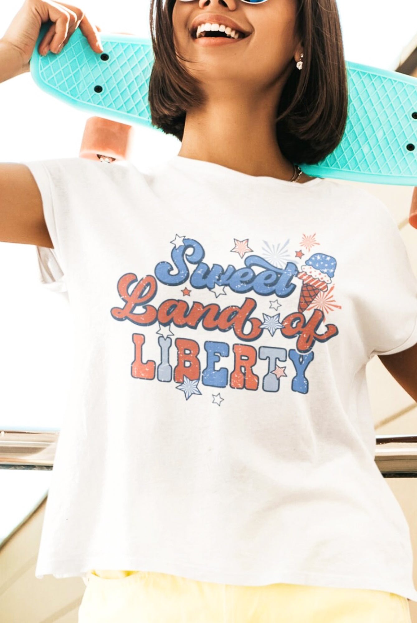 Sweet Land Of Liberty Ice Cream Cone T-Shirt or Crew Sweatshirt