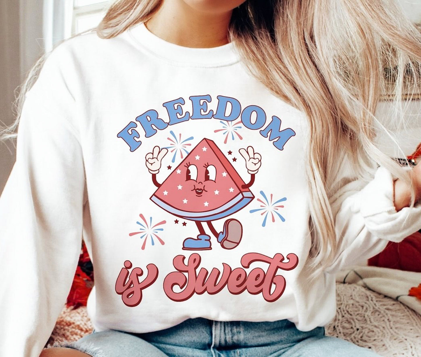 Freedom Is Sweet Watermelon Crew Sweatshirt