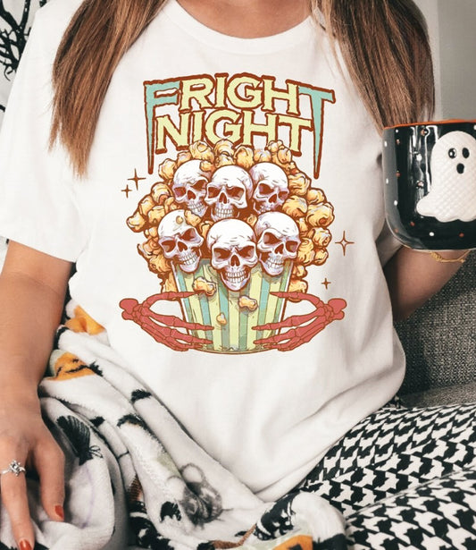 Fright Night Skeleton Heads In Popcorn Tee