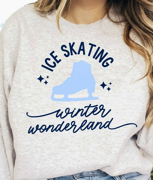 Ice Skating Winter Wonderland Crew Sweatshirt