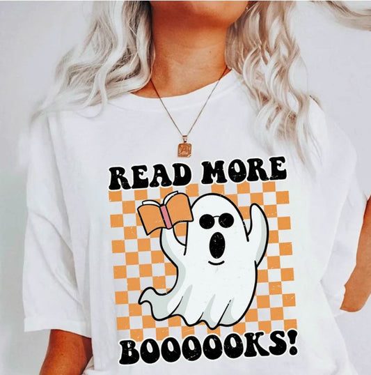 Read More Books Ghost With Checkered Background Tee