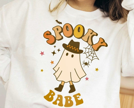 Spooky Babe Cowgirl Ghost Crew Sweatshirt