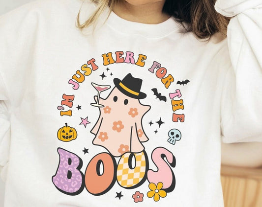 I'm Just Here For The Boos Crew Sweatshirt