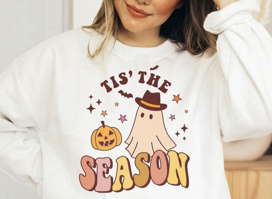 Tis' The Season Ghost & Pumpkin Crew Sweatshirt